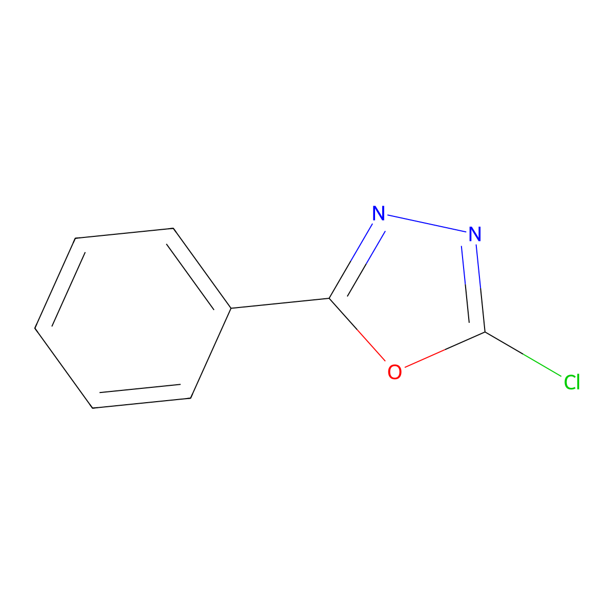 2-Chloro-5-phenyl-1,3,4-oxadiazole molecular structure, CAS 1483-31-4