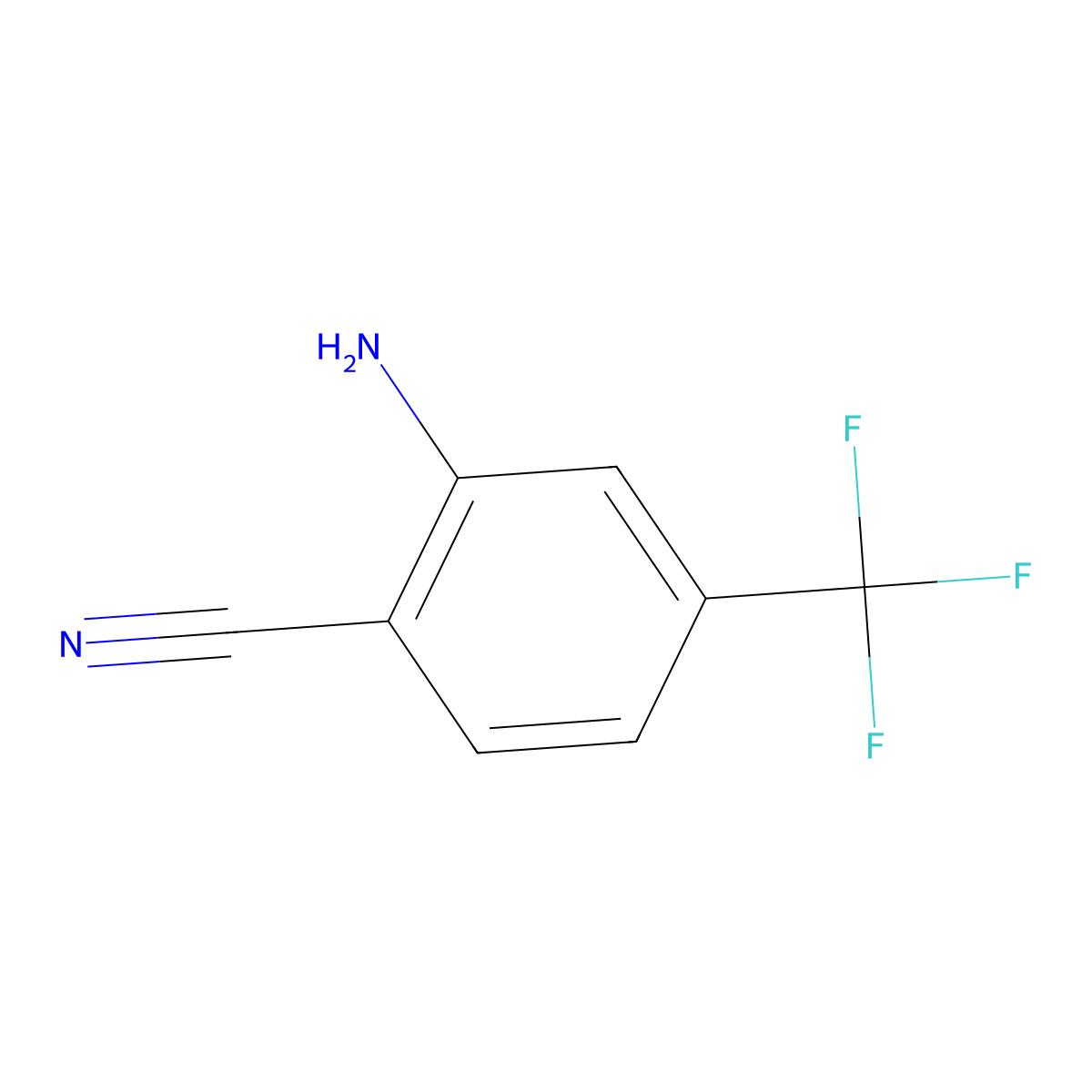2-Amino-4-(trifluoromethyl)benzonitrile molecular structure, CAS 1483-54-1