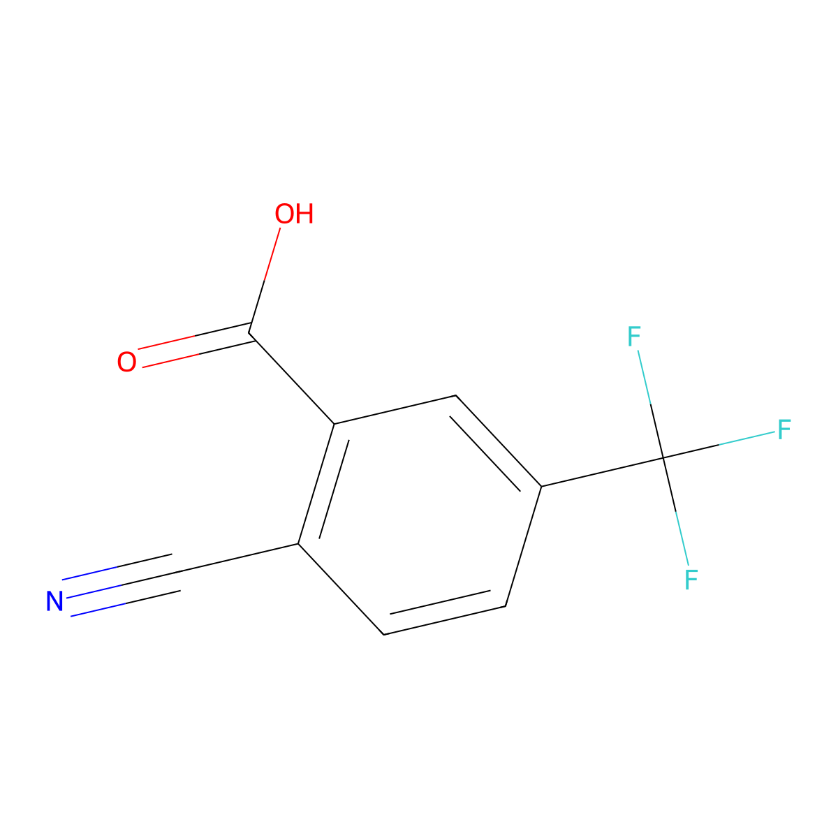 2-Cyano-5-(trifluoromethyl)benzoic acid molecular structure, CAS 1483-57-4