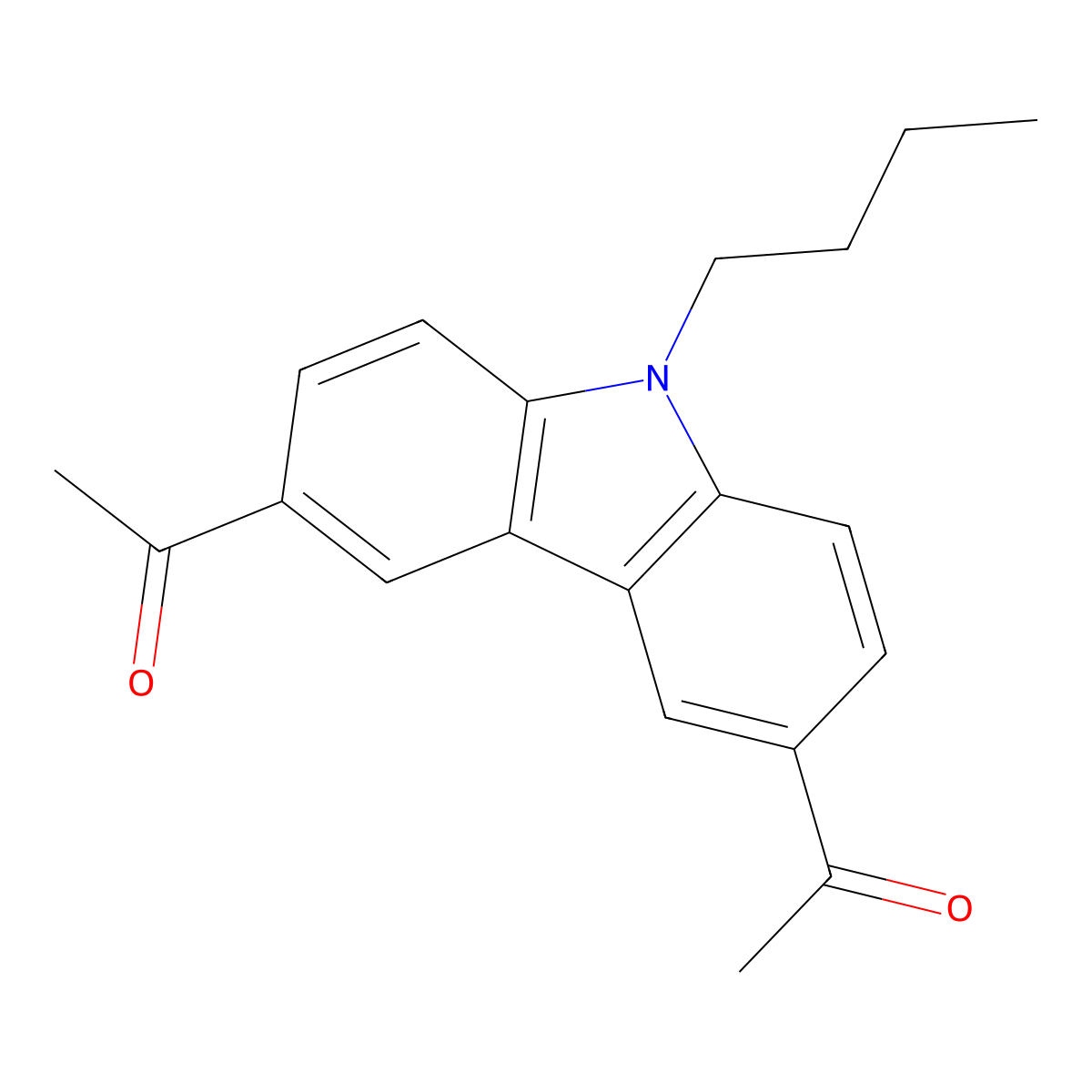 Ethanone, 1,1'-(9-butyl-9H-carbazole-3,6-diyl)bis- molecular structure, CAS 1483-95-0