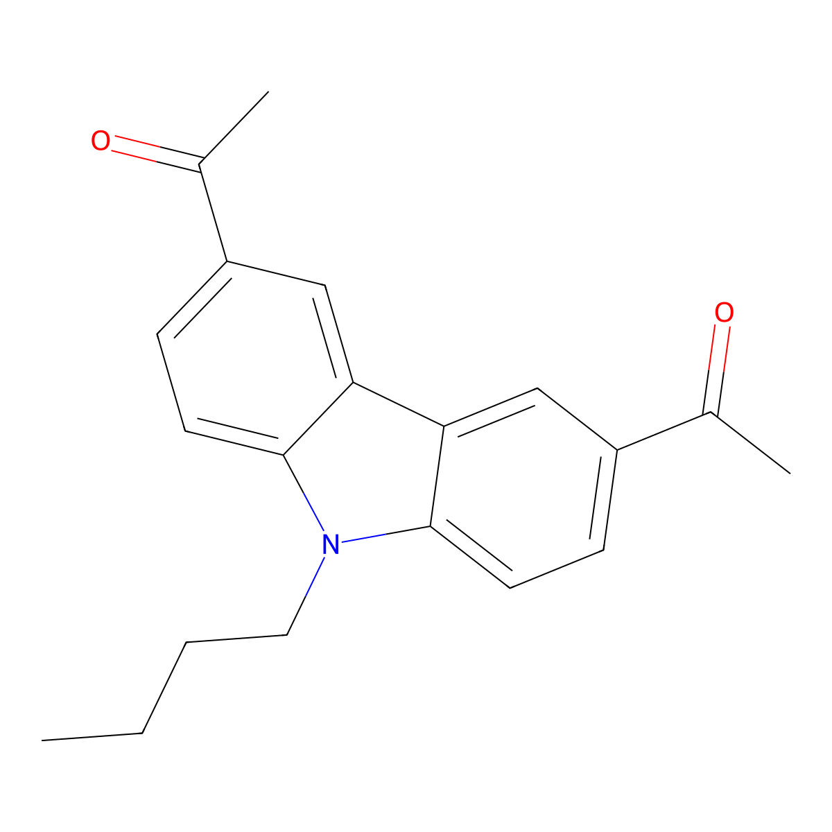 Ethanone, 1,1'-(9-butyl-9H-carbazole-3,6-diyl)bis- molecular structure, CAS 1483-95-0