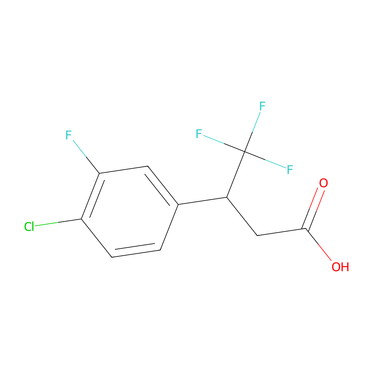 3-(4-Chloro-3-fluorophenyl)-4,4,4-trifluorobutanoic acid molecular structure, CAS 1483002-90-9