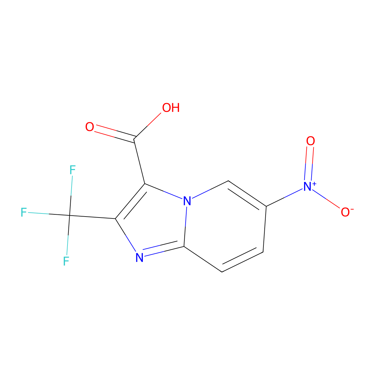 6-Nitro-2-(trifluoromethyl)imidazo[1,2-a]pyridine-3-carboxylic acid molecular structure, CAS 1483017-28-2