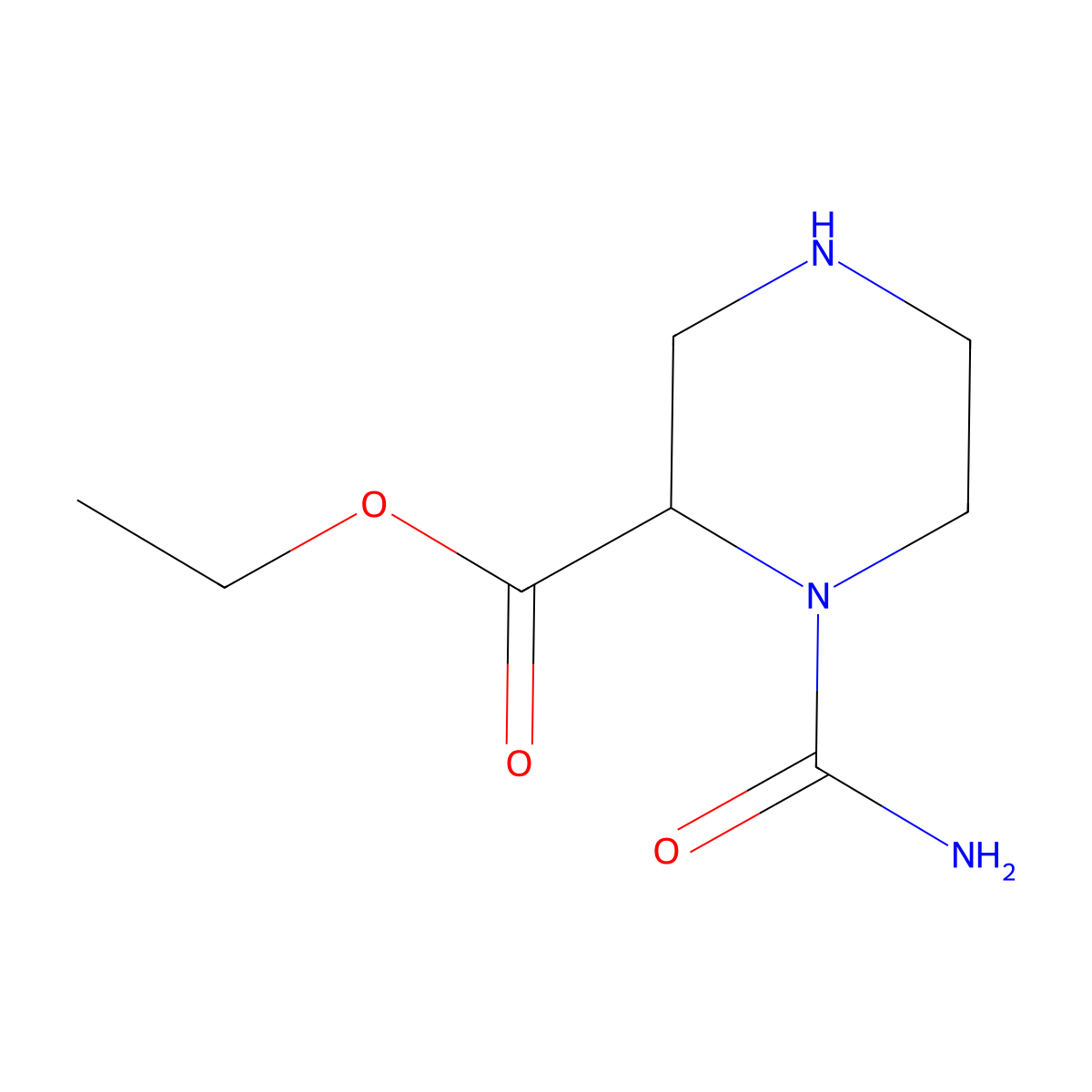 Ethyl 1-carbamoylpiperazine-2-carboxylate molecular structure, CAS 1483061-53-5