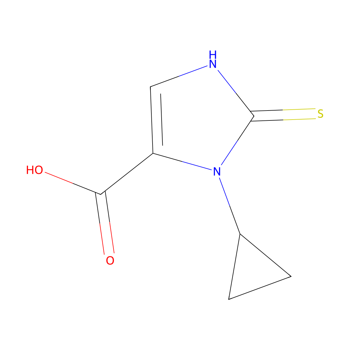 3-cyclopropyl-2-sulfanylidene-2,3-dihydro-1H-imidazole-4-carboxylic acid molecular structure, CAS 1483075-99-5