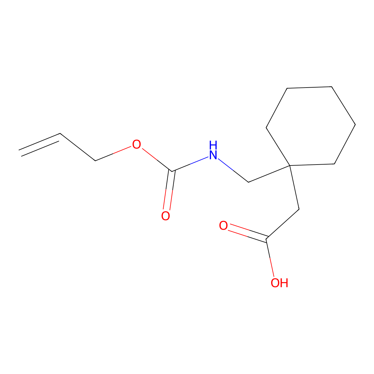 2-[1-({[(Prop-2-en-1-yloxy)carbonyl]amino}methyl)cyclohexyl]acetic acid molecular structure, CAS 1483080-50-7
