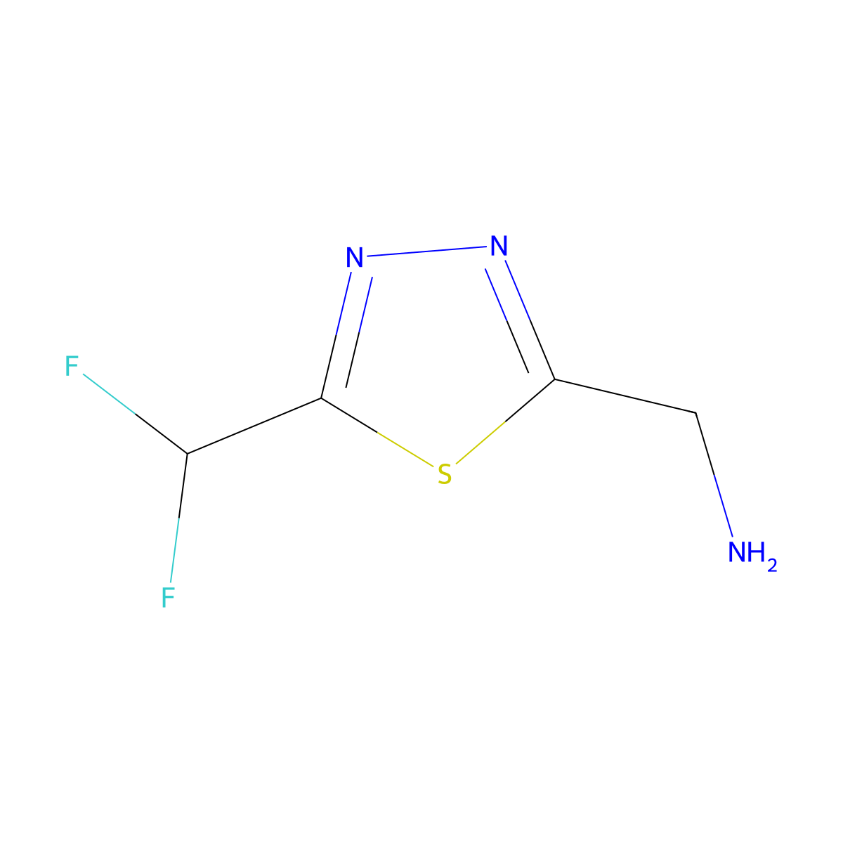 [5-(Difluoromethyl)-1,3,4-thiadiazol-2-yl]methanamine molecular structure, CAS 1483082-57-0