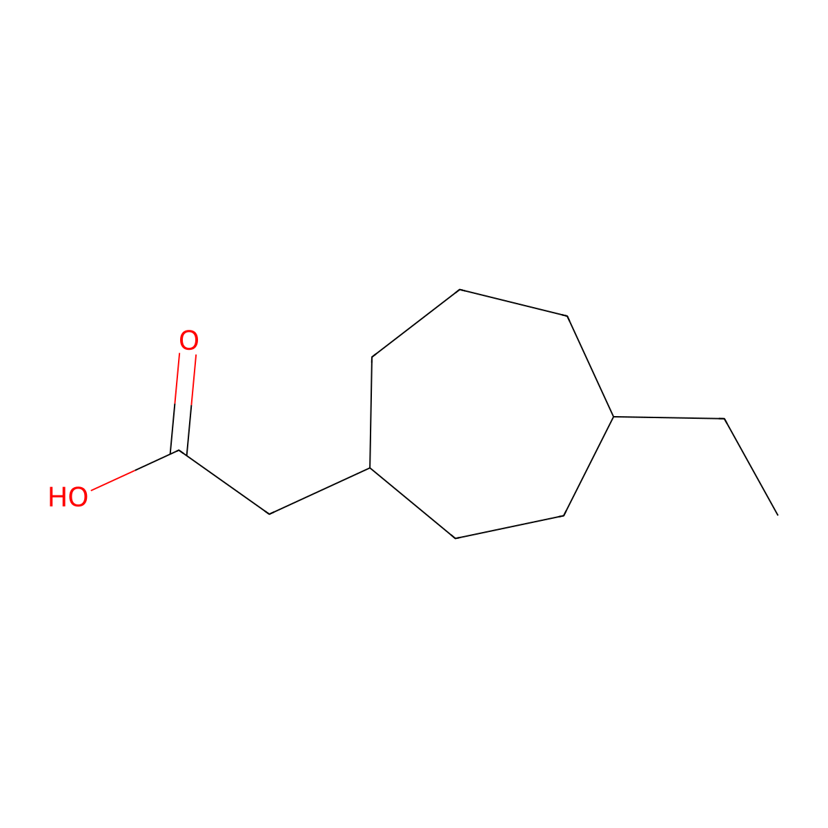 2-(4-Ethylcycloheptyl)acetic acid molecular structure, CAS 1483096-75-8