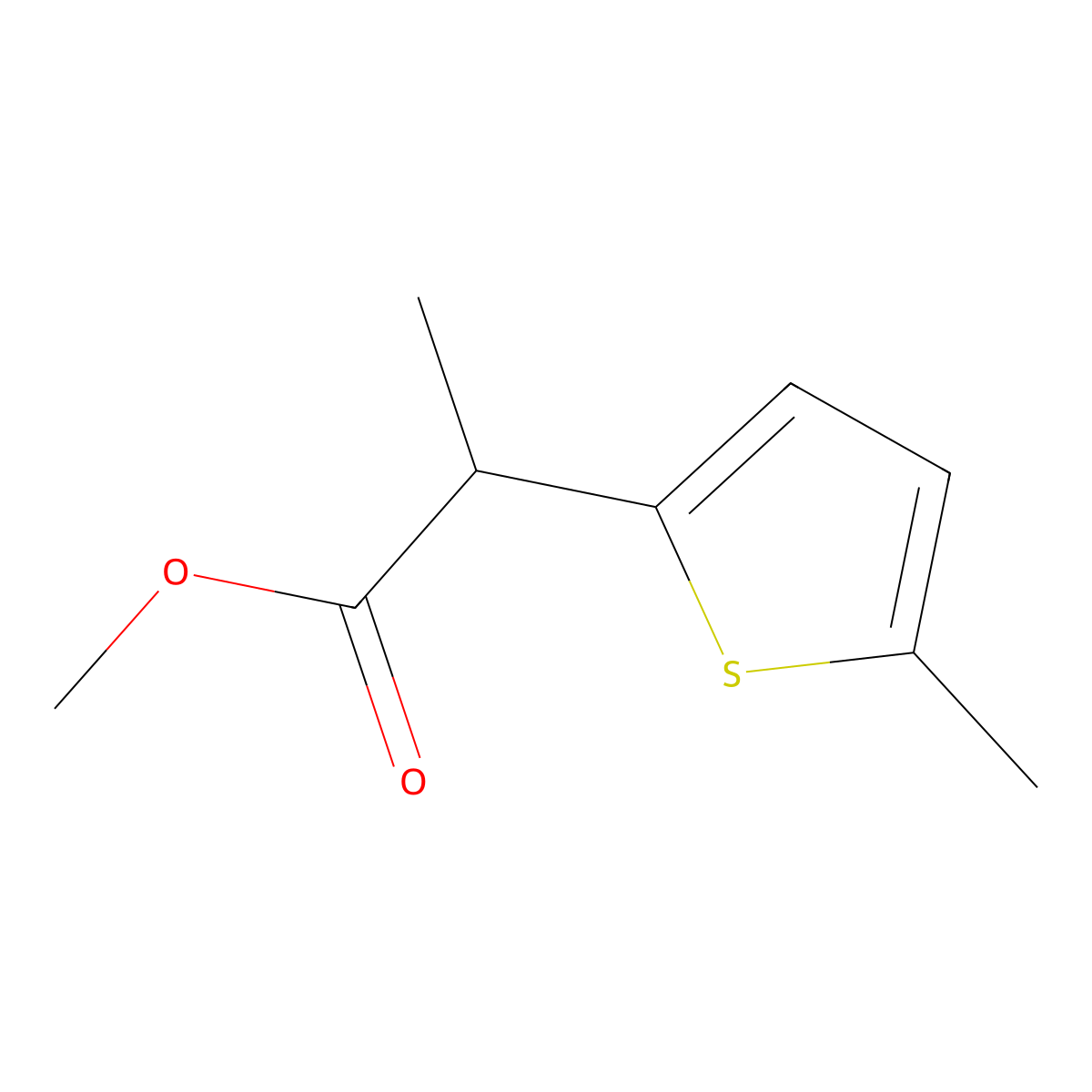 Methyl 2-(5-methylthiophen-2-yl)propanoate molecular structure, CAS 1483103-85-0