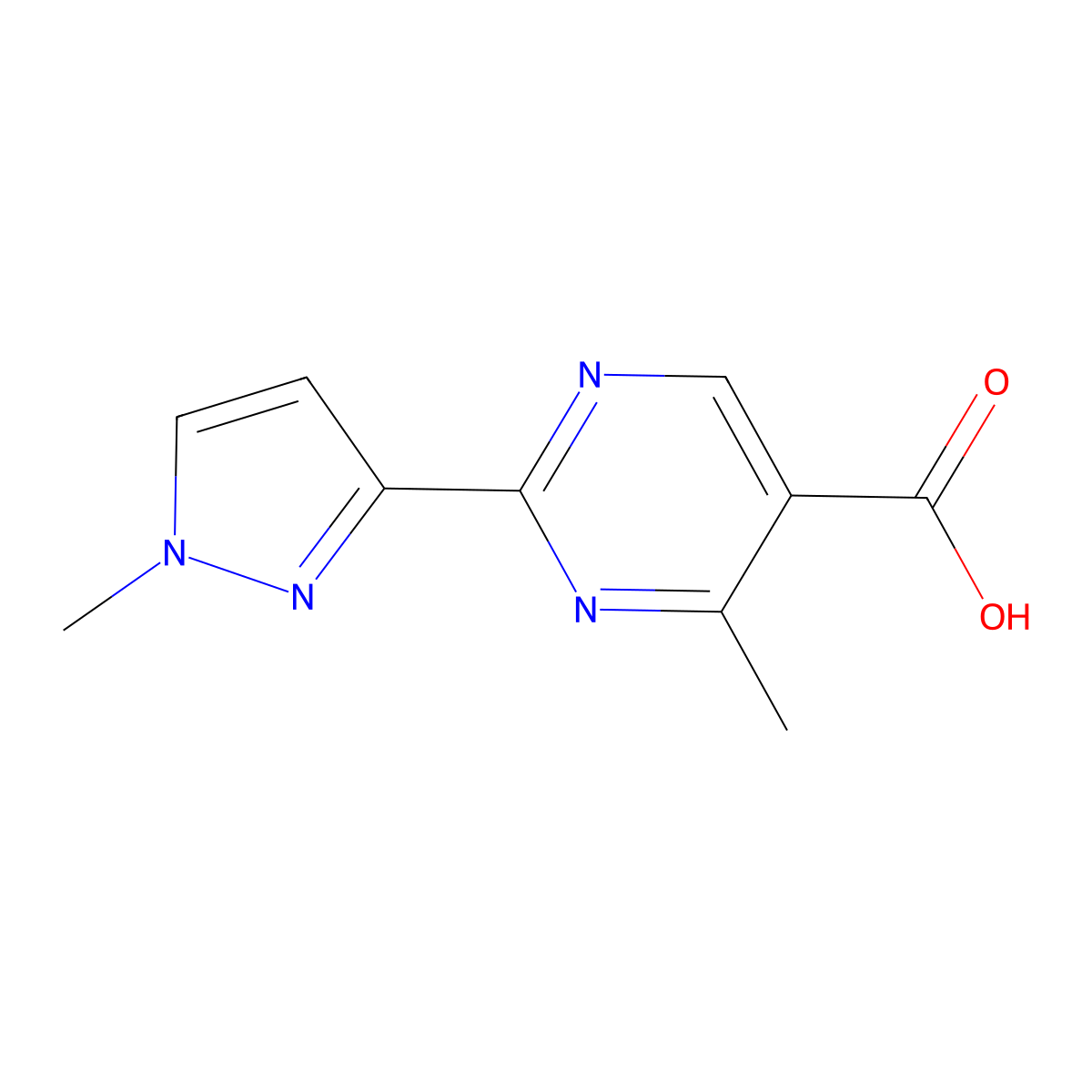 4-Methyl-2-(1-methyl-1h-pyrazol-3-yl)pyrimidine-5-carboxylic acid molecular structure, CAS 1483118-91-7