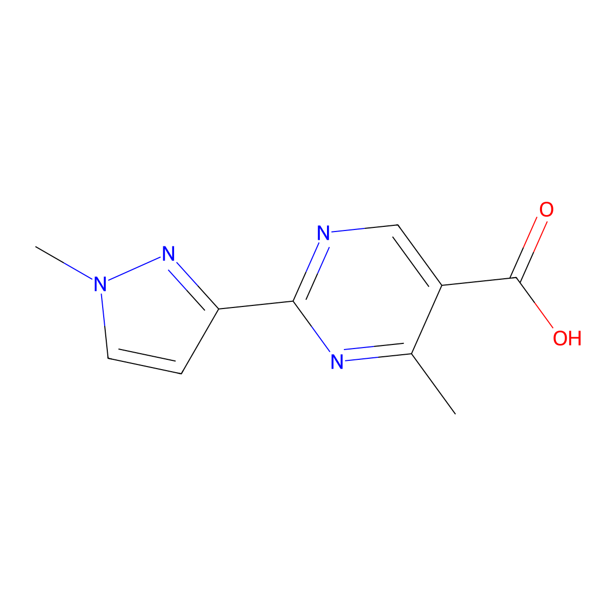 4-Methyl-2-(1-methyl-1h-pyrazol-3-yl)pyrimidine-5-carboxylic acid molecular structure, CAS 1483118-91-7