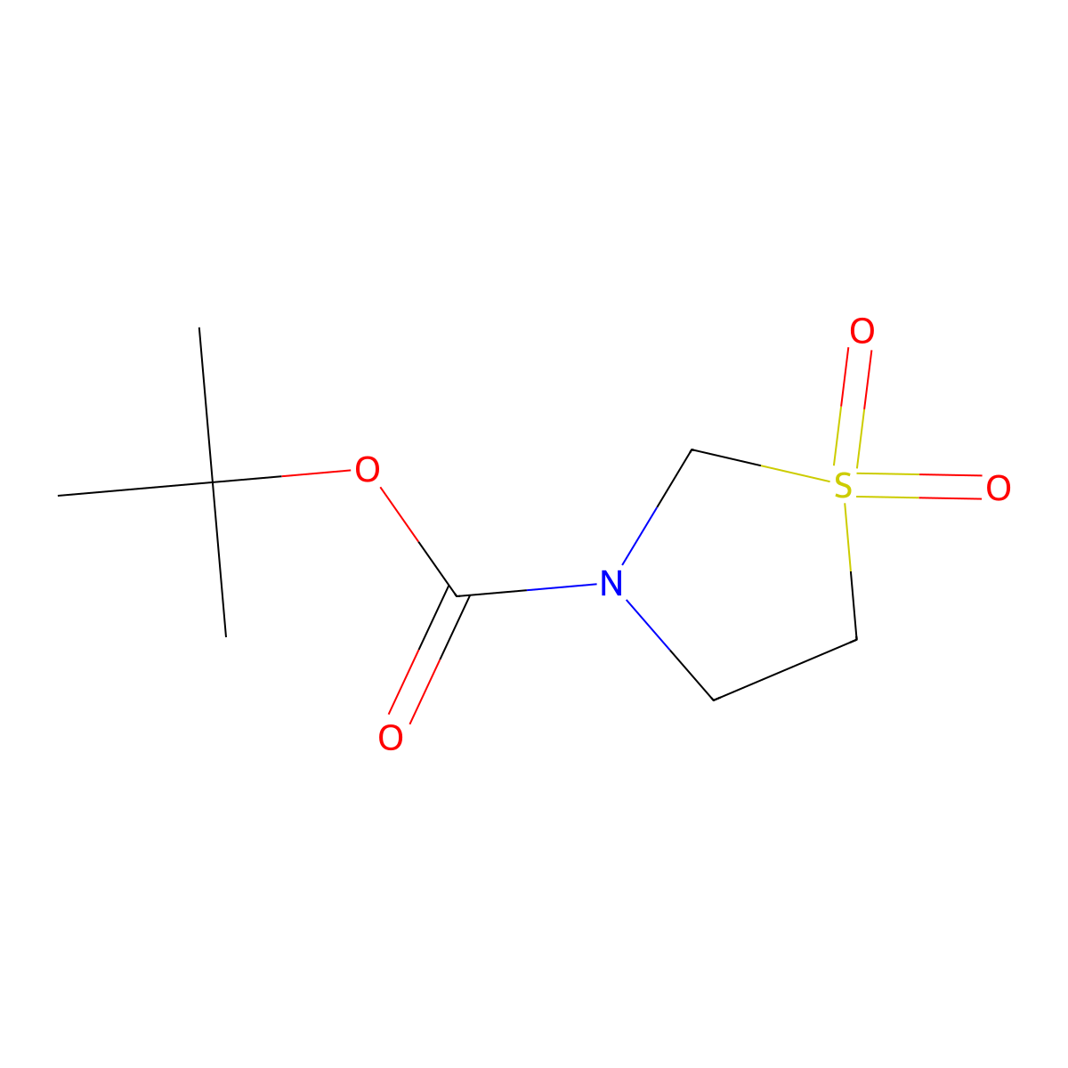 Tert-butyl thiazolidine-3-carboxylate 1,1-dioxide molecular structure, CAS 148312-56-5