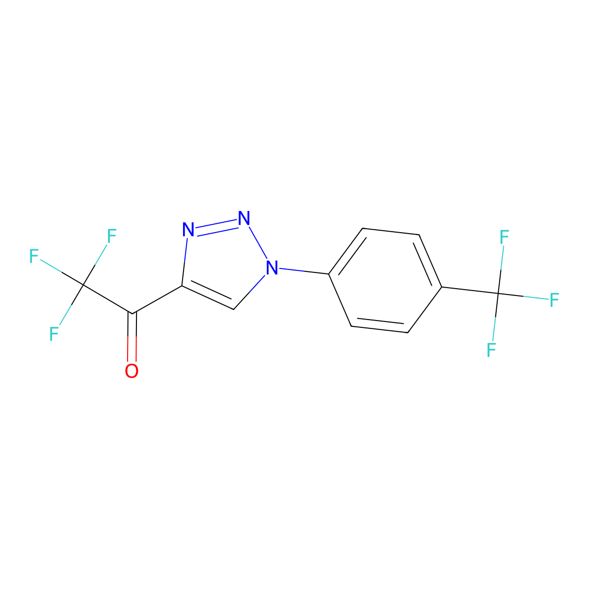 2,2,2-trifluoro-1-{1-[4-(trifluoromethyl)phenyl]-1H-1,2,3-triazol-4-yl}ethan-1-one molecular structure, CAS 1483149-41-2