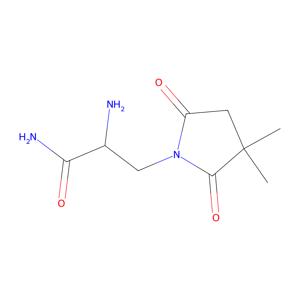 2-Amino-3-(3,3-dimethyl-2,5-dioxopyrrolidin-1-yl)propanamide molecular structure, CAS 1483155-18-5