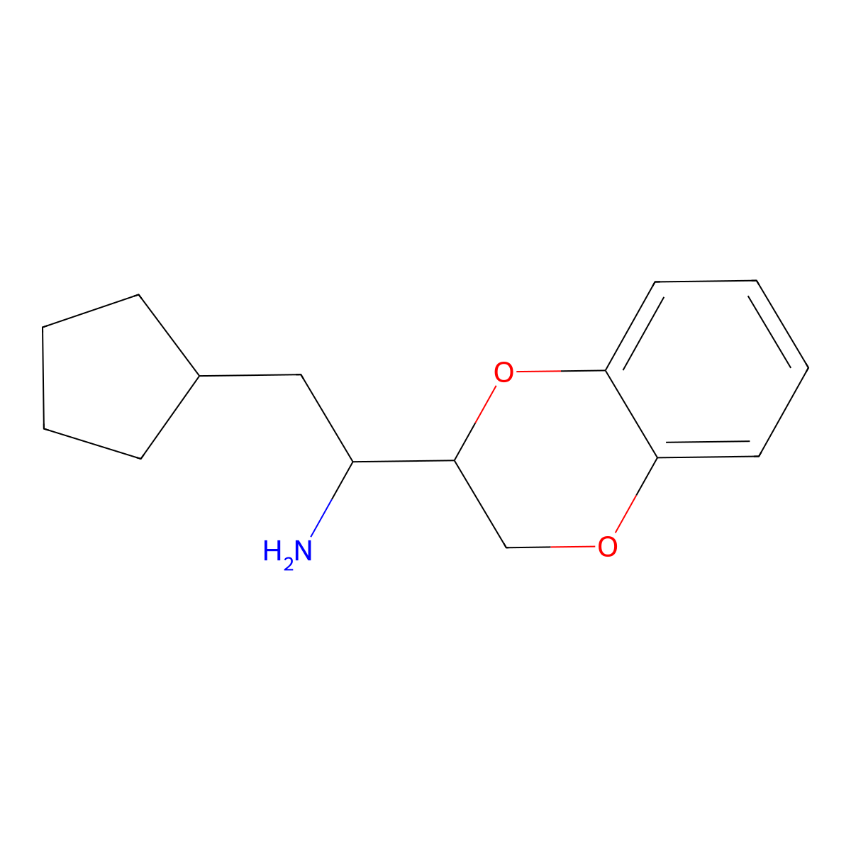 2-Cyclopentyl-1-(2,3-dihydro-1,4-benzodioxin-2-yl)ethan-1-amine molecular structure, CAS 1483159-28-9