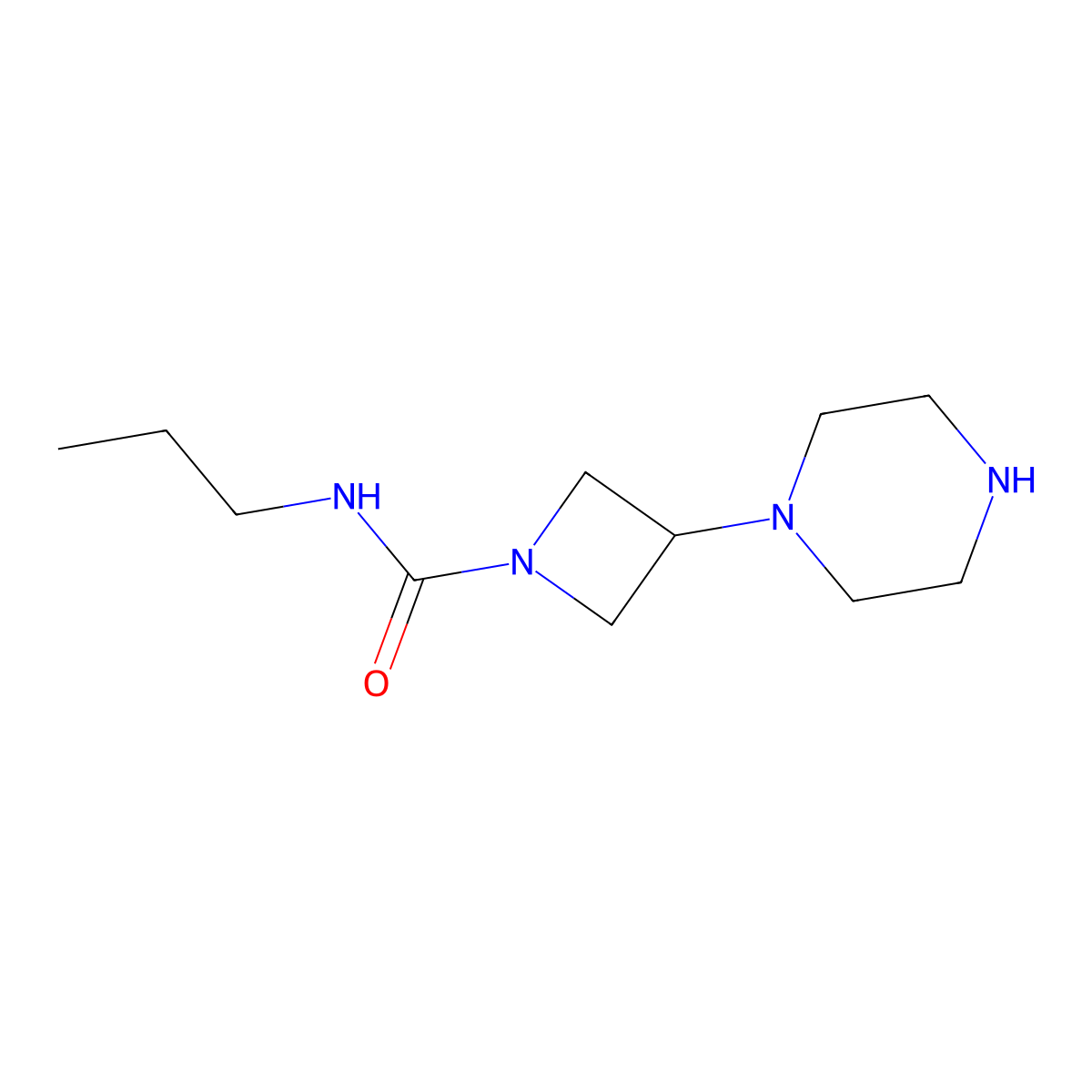 3-(Piperazin-1-yl)-N-propylazetidine-1-carboxamide molecular structure, CAS 1483161-02-9