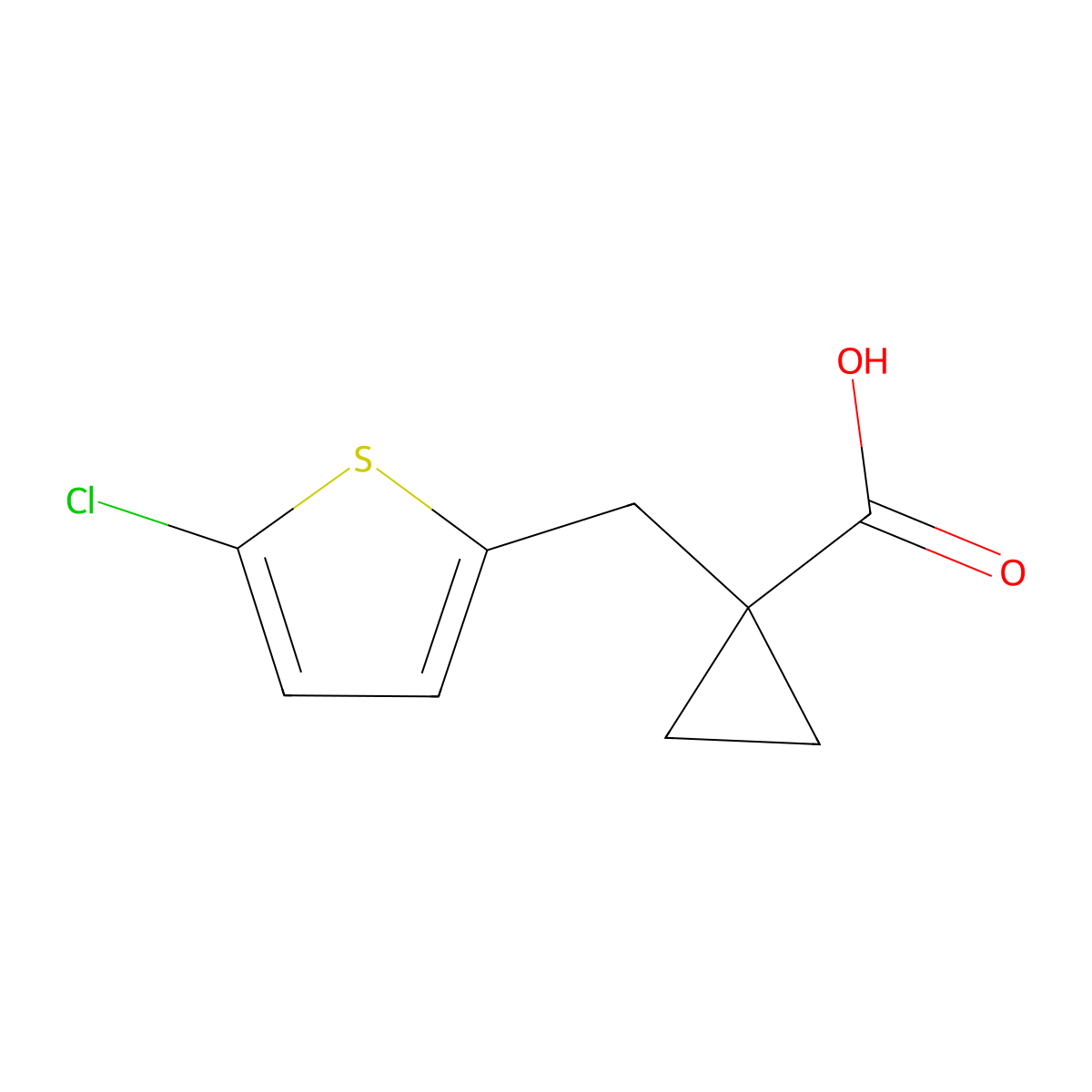 1-((5-Chlorothiophen-2-yl)methyl)cyclopropane-1-carboxylic acid molecular structure, CAS 1483166-09-1