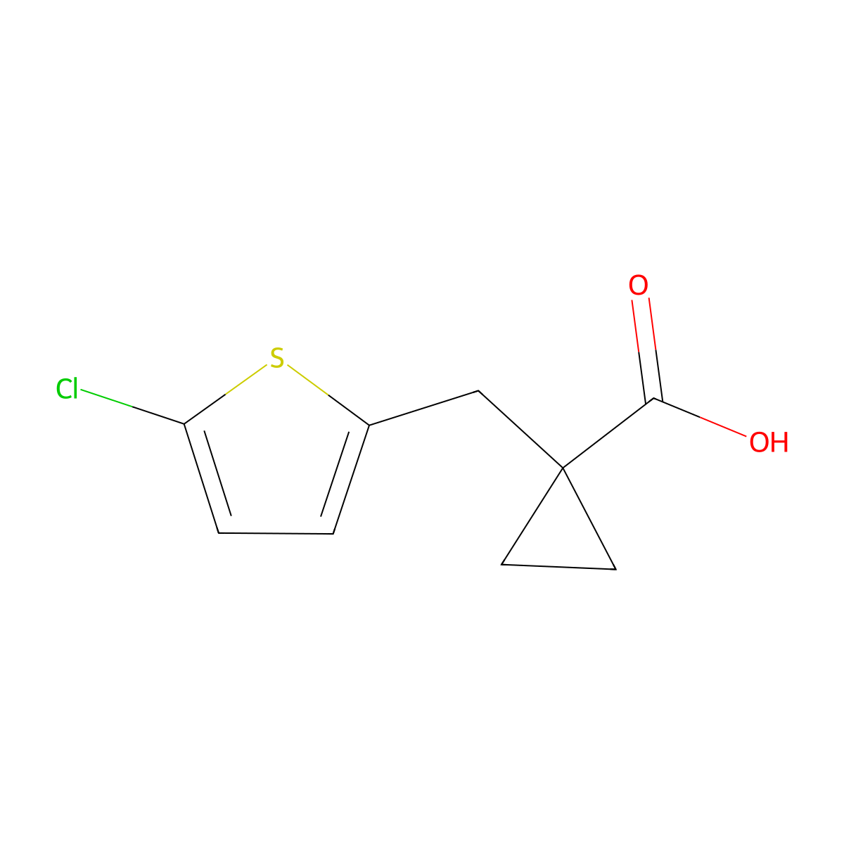 1-((5-Chlorothiophen-2-yl)methyl)cyclopropane-1-carboxylic acid molecular structure, CAS 1483166-09-1