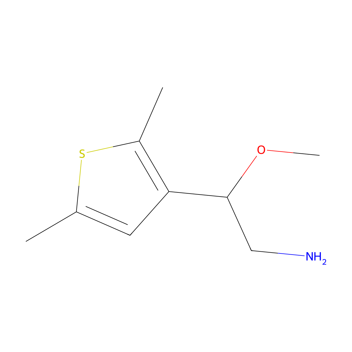 2-(2,5-Dimethylthiophen-3-YL)-2-methoxyethan-1-amine molecular structure, CAS 1483169-70-5