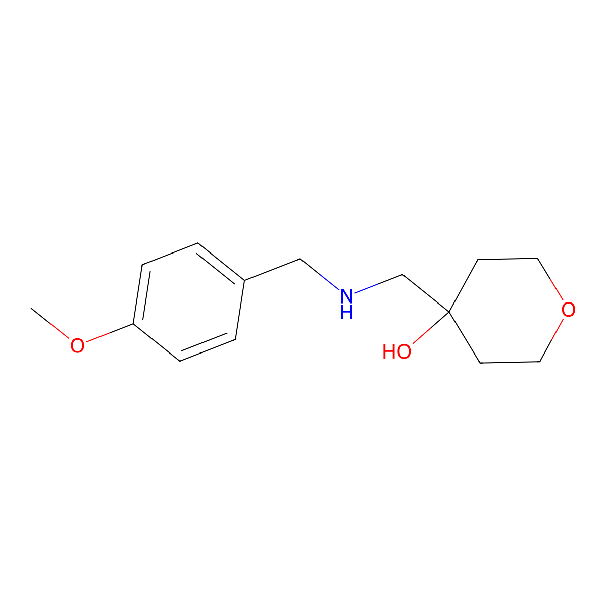 4-({[(4-Methoxyphenyl)methyl]amino}methyl)oxan-4-ol molecular structure, CAS 1483176-06-2