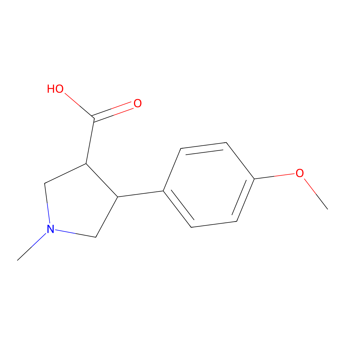 4-(4-Methoxyphenyl)-1-methylpyrrolidine-3-carboxylic acid molecular structure, CAS 1483188-64-2