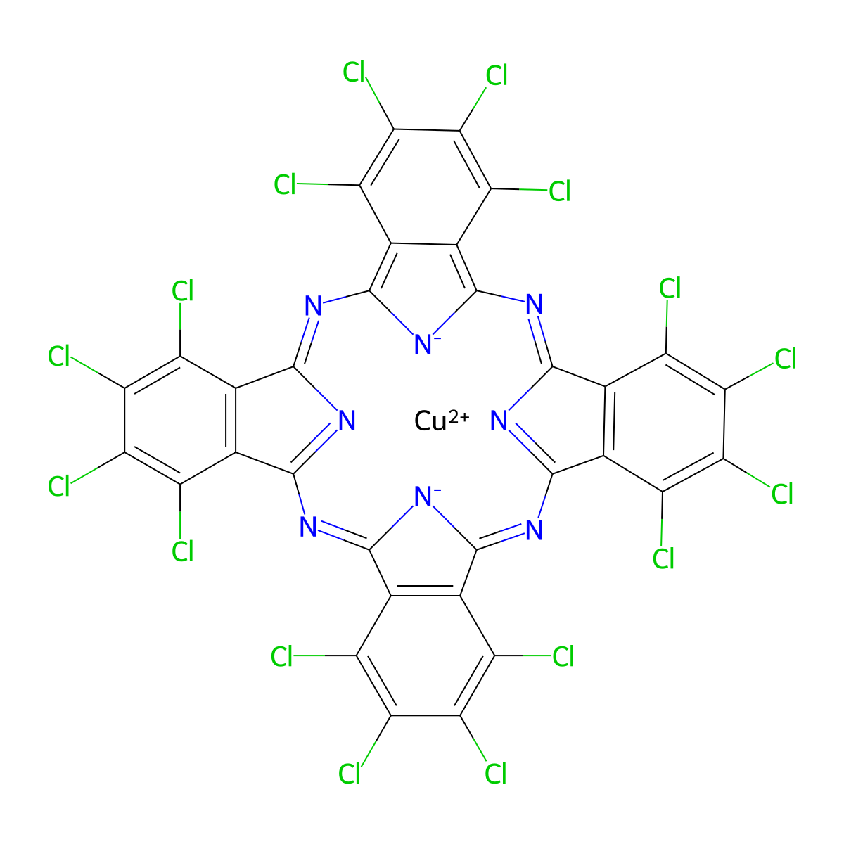Copper hexadecachlorophthalocyanine molecular structure, CAS 14832-14-5
