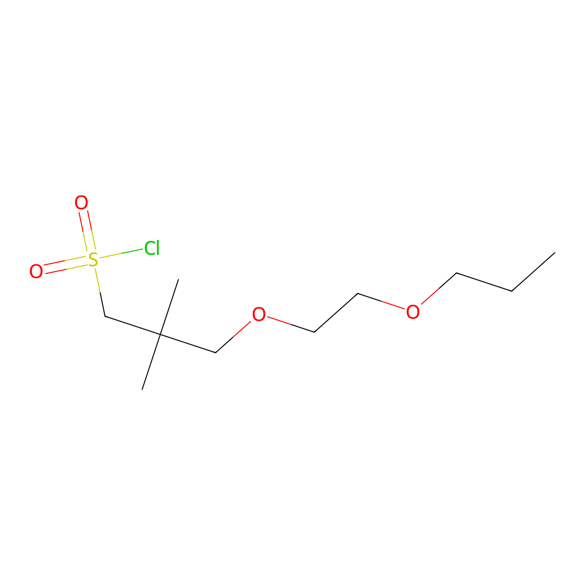 2,2-Dimethyl-3-(2-propoxyethoxy)propane-1-sulfonyl chloride molecular structure, CAS 1483204-65-4