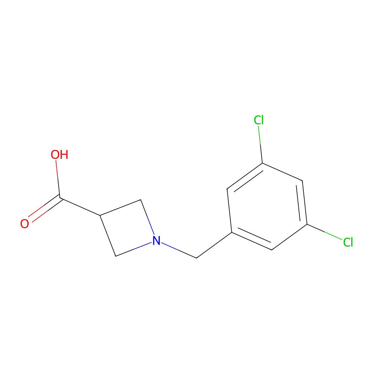 1-[(3,5-Dichlorophenyl)methyl]azetidine-3-carboxylic acid molecular structure, CAS 1483209-79-5