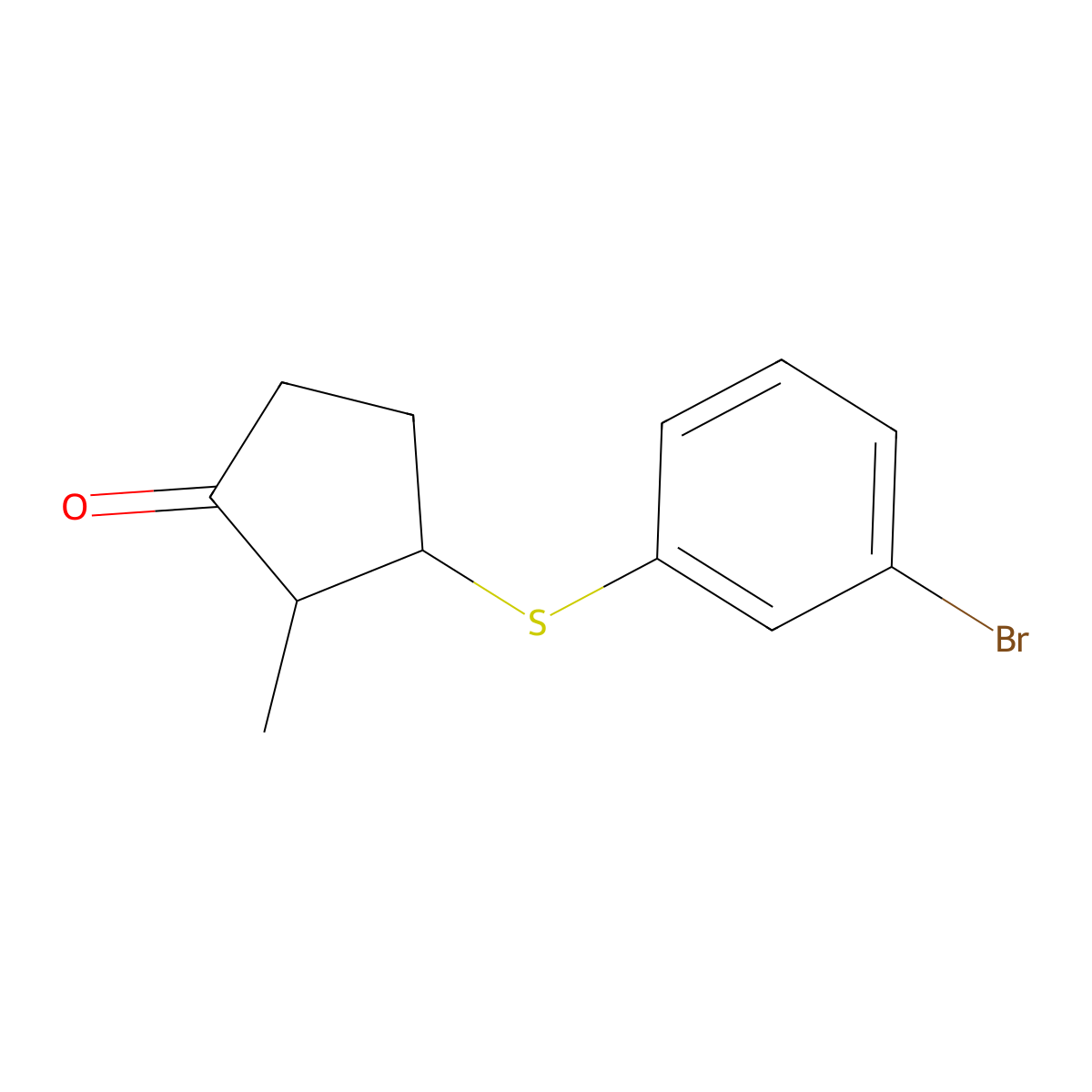 3-((3-Bromophenyl)thio)-2-methylcyclopentan-1-one molecular structure, CAS 1483214-37-4