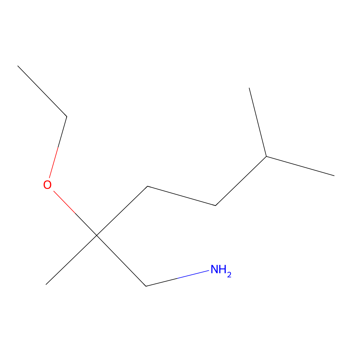 2-Ethoxy-2,5-dimethylhexan-1-amine molecular structure, CAS 1483218-96-7