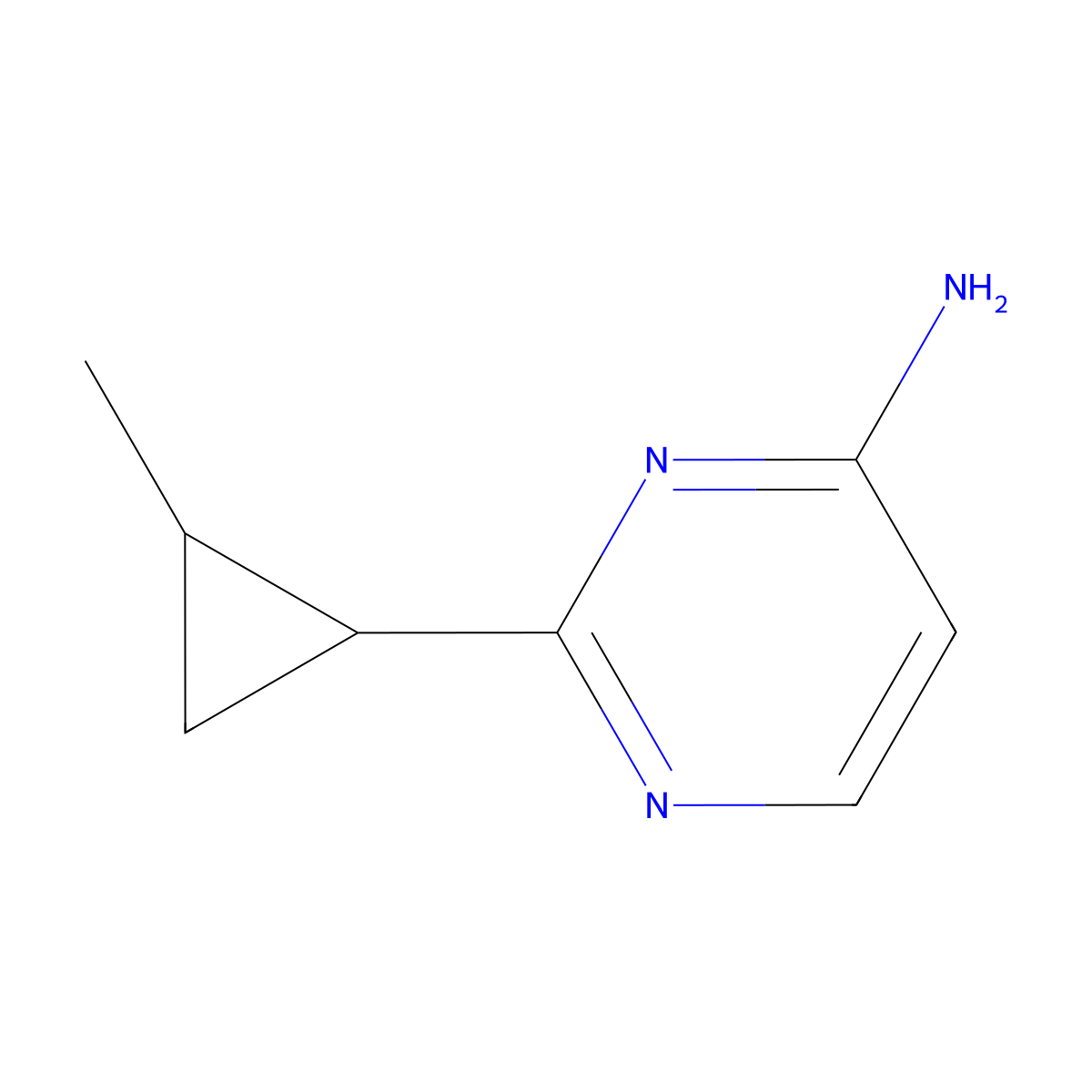 2-(2-Methylcyclopropyl)pyrimidin-4-amine molecular structure, CAS 1483220-52-5