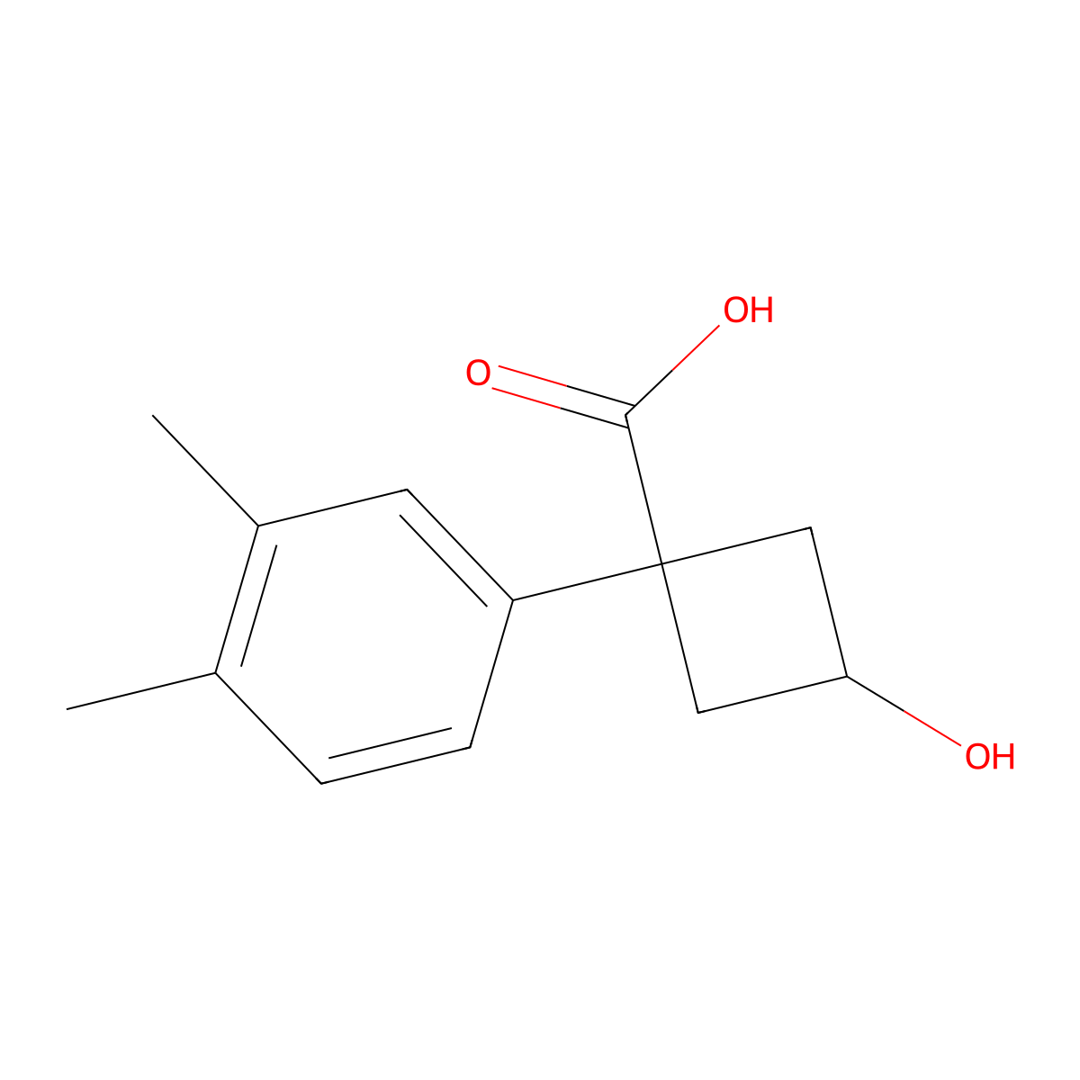 1-(3,4-Dimethylphenyl)-3-hydroxycyclobutane-1-carboxylic acid molecular structure, CAS 1483229-61-3
