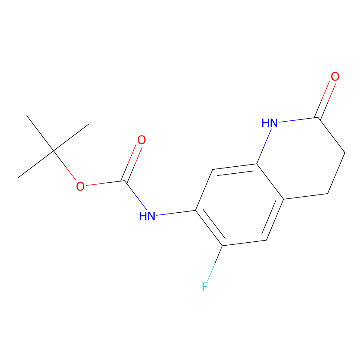 tert-butyl N-(6-fluoro-2-oxo-1,2,3,4-tetrahydroquinolin-7-yl)carbamate molecular structure, CAS 1483232-22-9