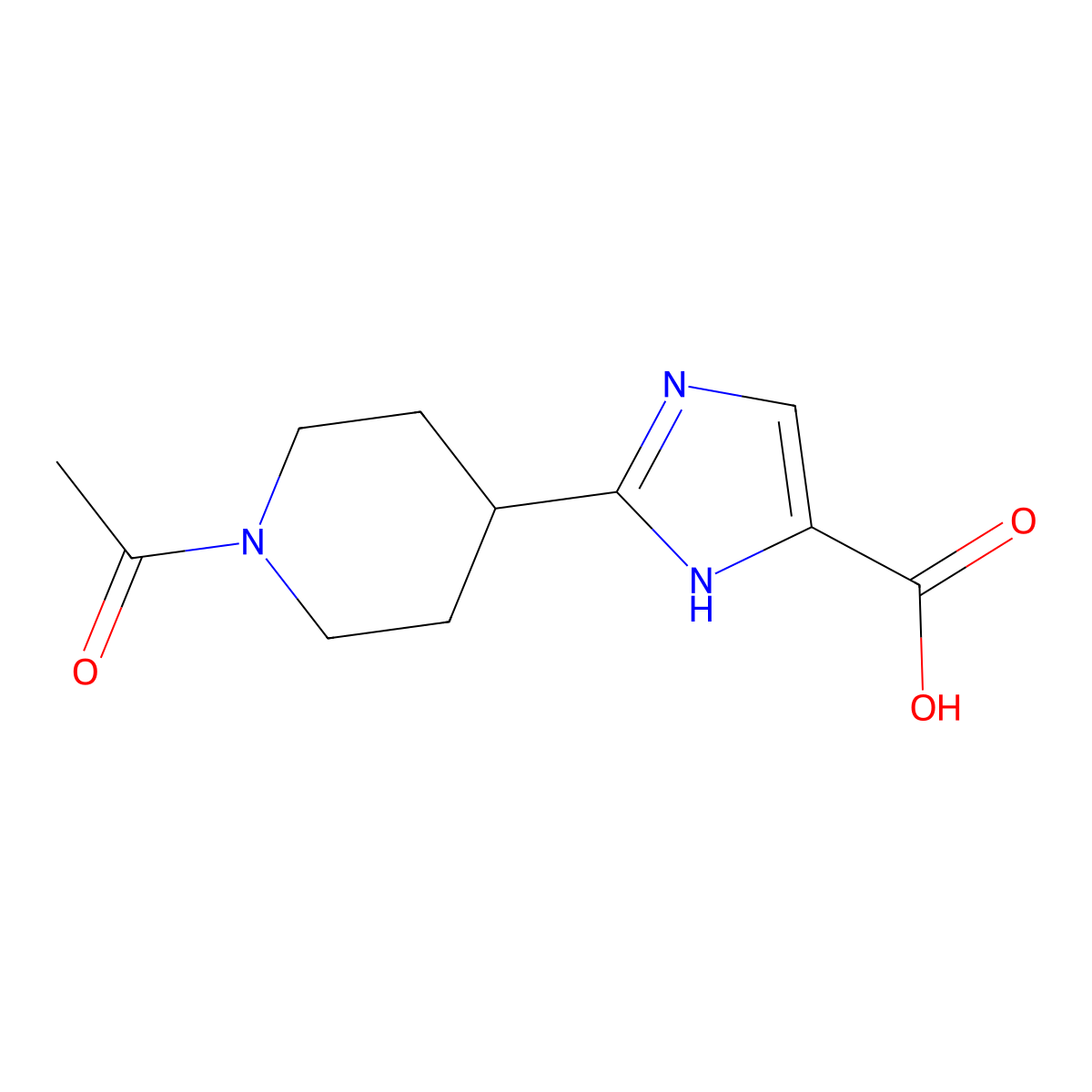 2-(1-acetylpiperidin-4-yl)-1H-imidazole-4-carboxylic acid molecular structure, CAS 1483251-80-4