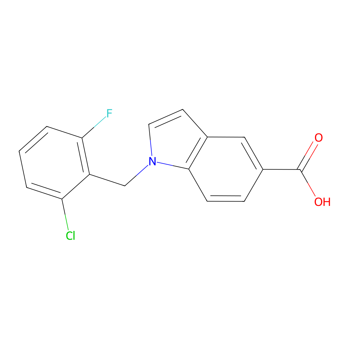 1-(2-chloro-6-fluorobenzyl)-1H-indole-5-carboxylic acid molecular structure, CAS 1483253-78-6