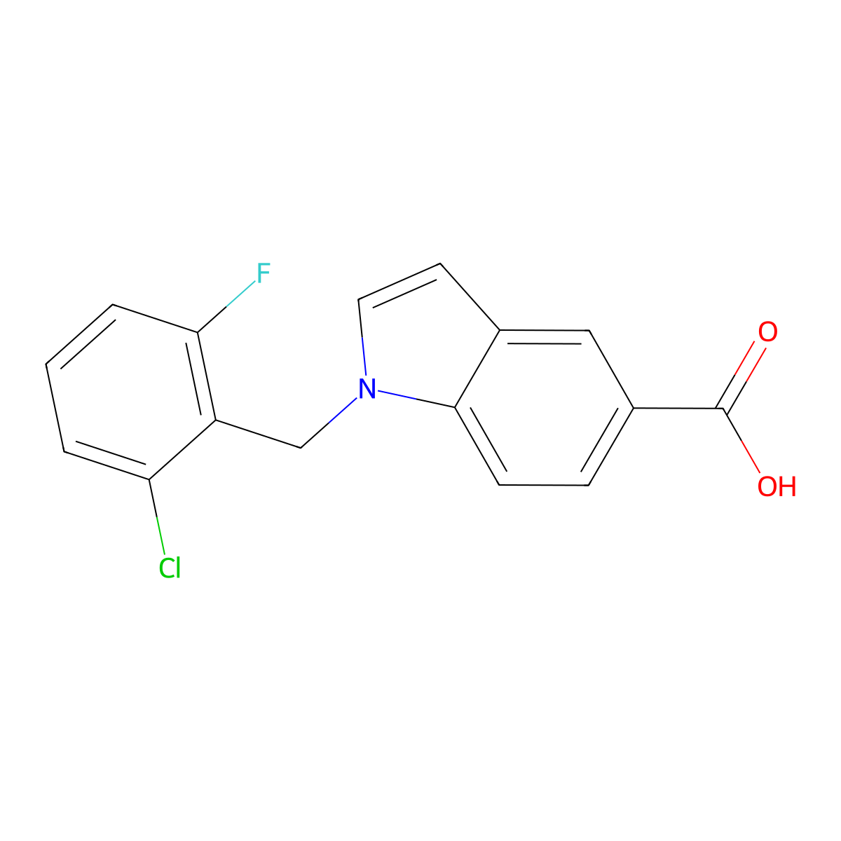1-(2-chloro-6-fluorobenzyl)-1H-indole-5-carboxylic acid molecular structure, CAS 1483253-78-6