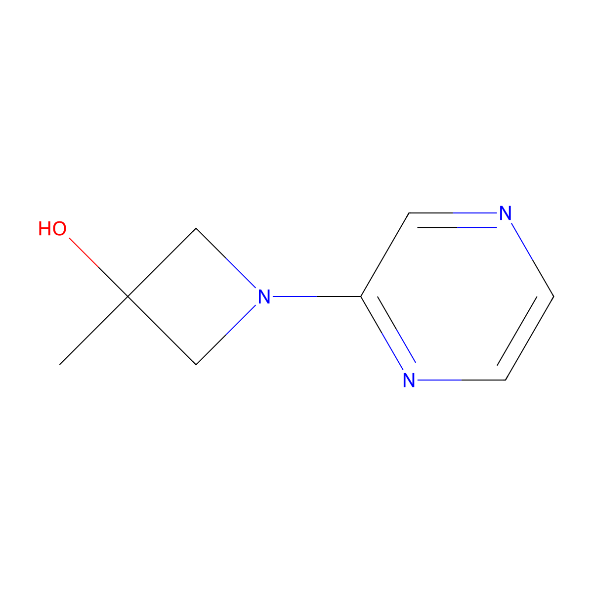 3-Methyl-1-(pyrazin-2-yl)azetidin-3-ol molecular structure, CAS 1483266-05-2