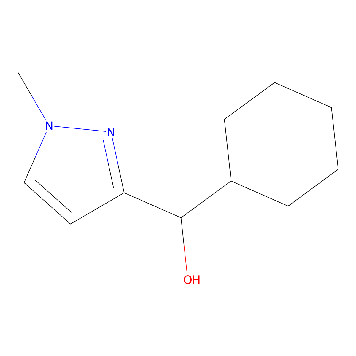 cyclohexyl(1-methyl-1H-pyrazol-3-yl)methanol molecular structure, CAS 1483270-16-1