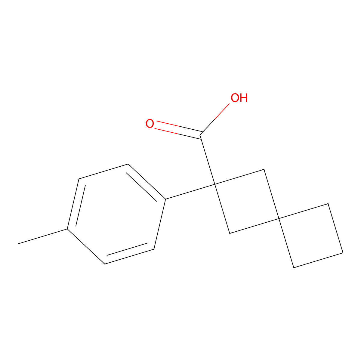 2-(p-Tolyl)spiro[3.3]heptane-2-carboxylic acid molecular structure, CAS 1483293-27-1