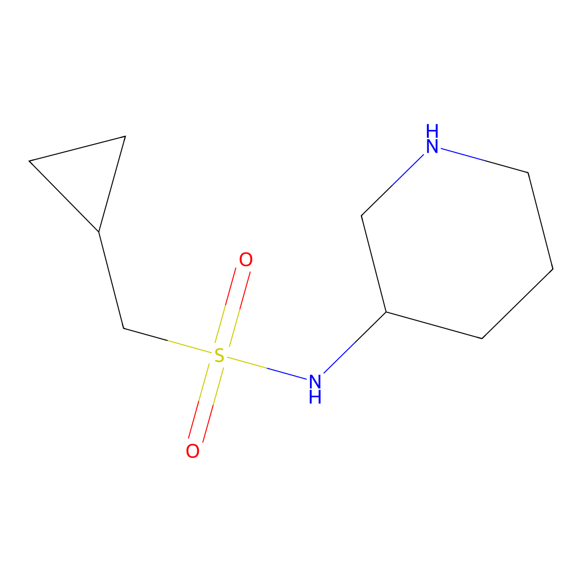 1-Cyclopropyl-N-(piperidin-3-yl)methanesulfonamide molecular structure, CAS 1483299-29-1