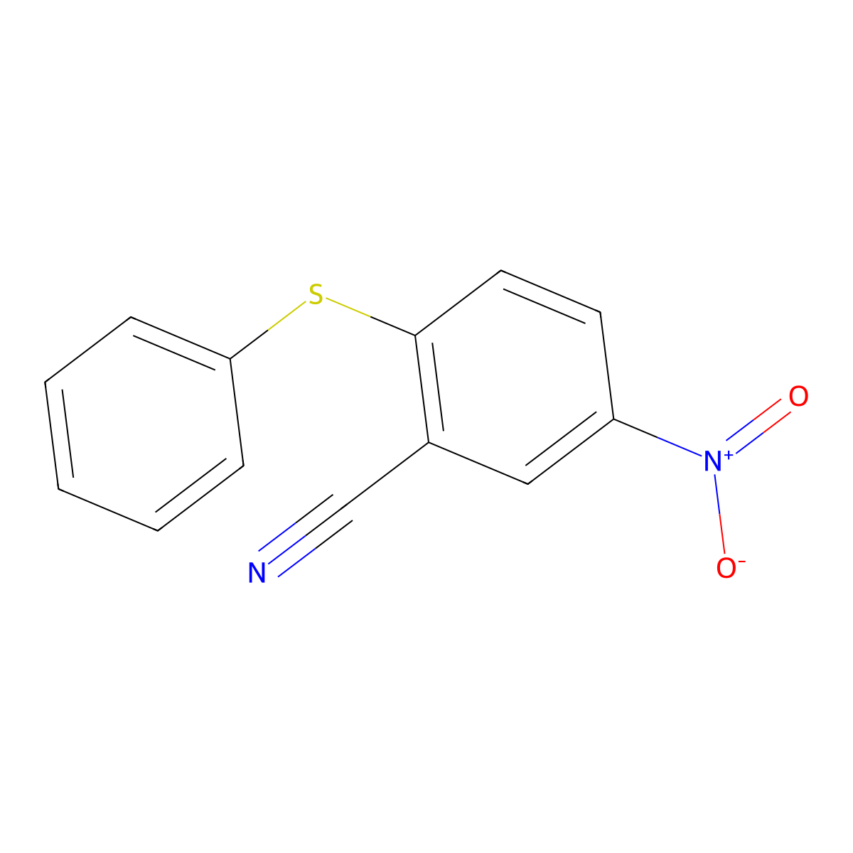 5-Nitro-2-(phenylthio)benzonitrile molecular structure, CAS 148331-73-1