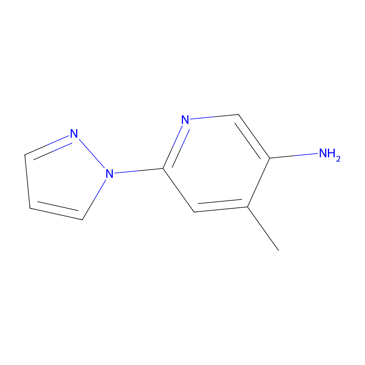 4-methyl-6-(1H-pyrazol-1-yl)pyridin-3-amine molecular structure, CAS 1483324-86-2