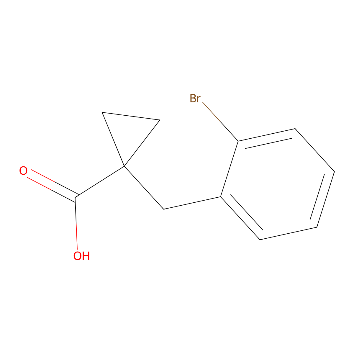 1-[(2-Bromophenyl)methyl]cyclopropane-1-carboxylic acid molecular structure, CAS 1483329-91-4