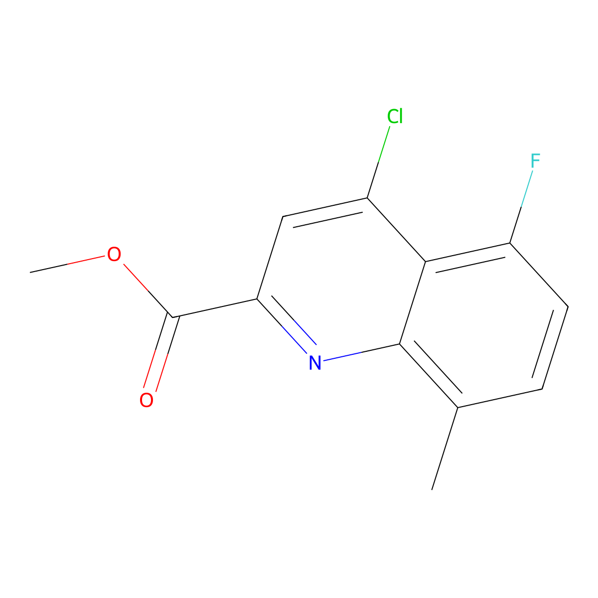 Methyl 4-chloro-5-fluoro-8-methylquinoline-2-carboxylate molecular structure, CAS 1483336-58-8