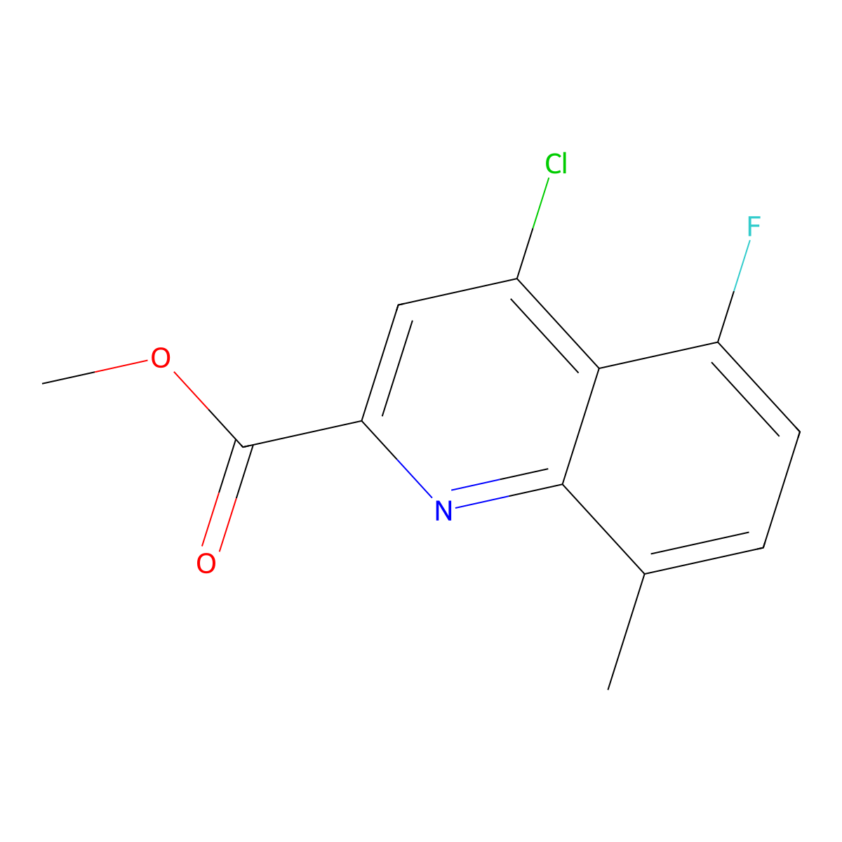 Methyl 4-chloro-5-fluoro-8-methylquinoline-2-carboxylate molecular structure, CAS 1483336-58-8