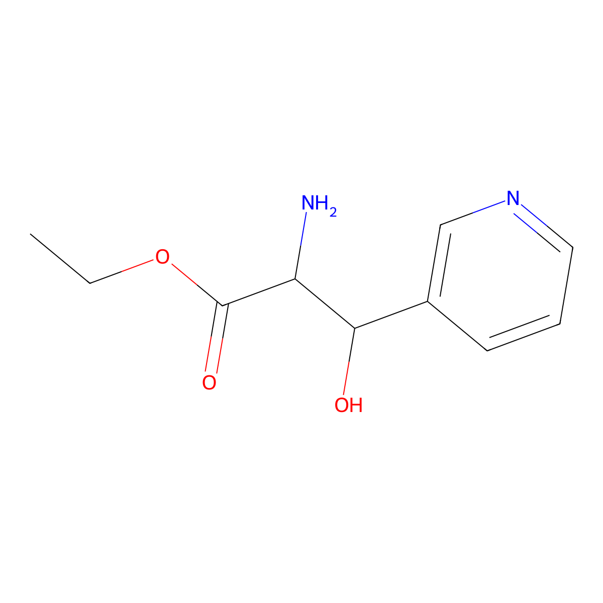 Ethyl 2-amino-3-hydroxy-3-(pyridin-3-yl)propanoate molecular structure, CAS 1483341-31-6
