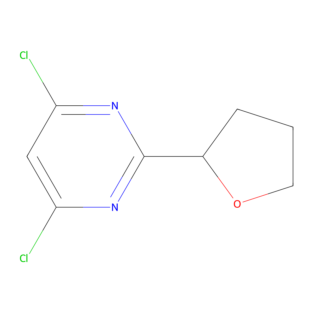 4,6-Dichloro-2-(oxolan-2-yl)pyrimidine molecular structure, CAS 1483355-82-3