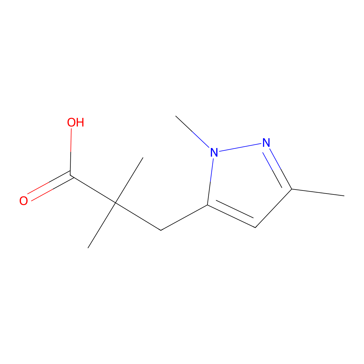 3-(1,3-dimethyl-1H-pyrazol-5-yl)-2,2-dimethylpropanoic acid molecular structure, CAS 1483373-77-8