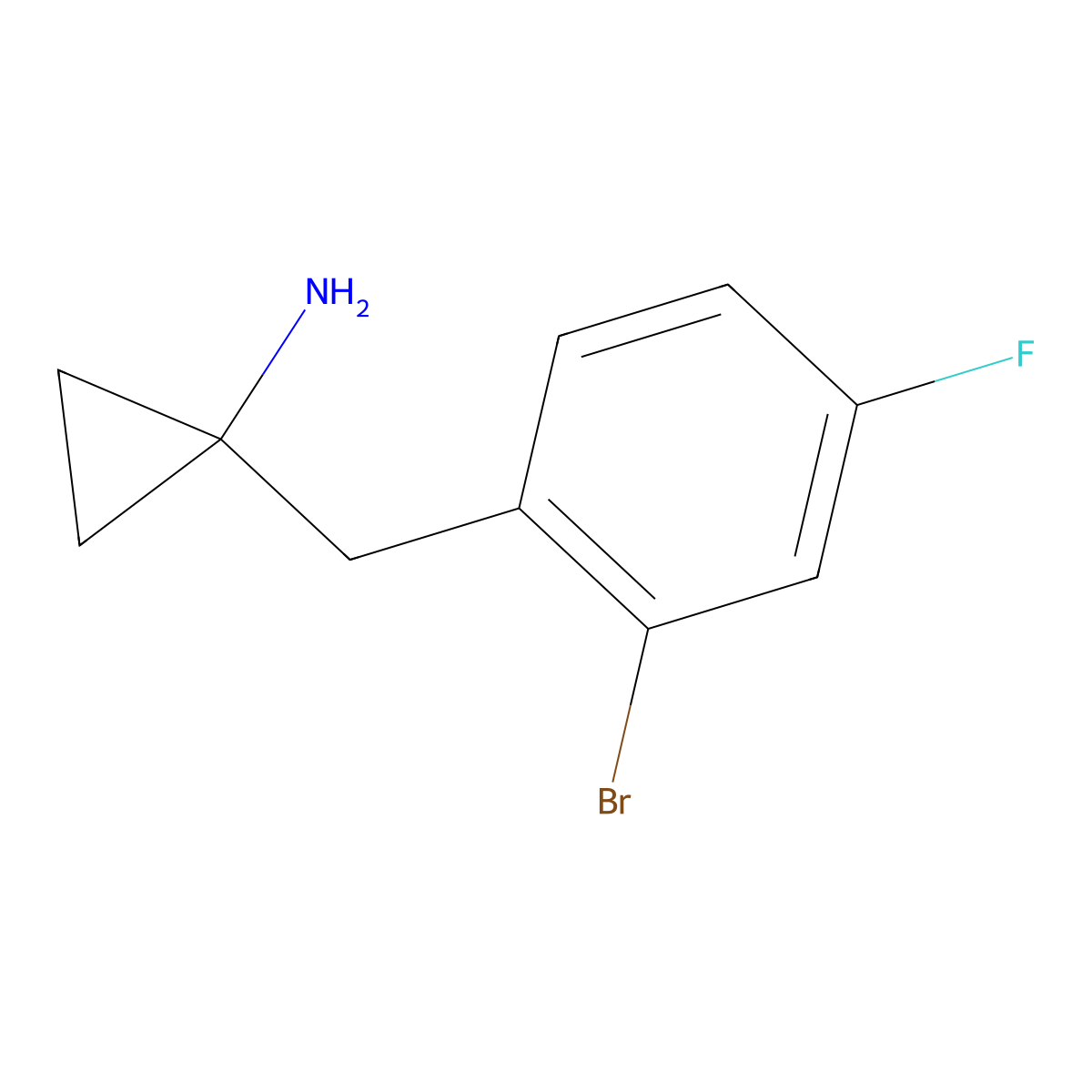 1-[(2-Bromo-4-fluorophenyl)methyl]cyclopropan-1-amine molecular structure, CAS 1483373-80-3