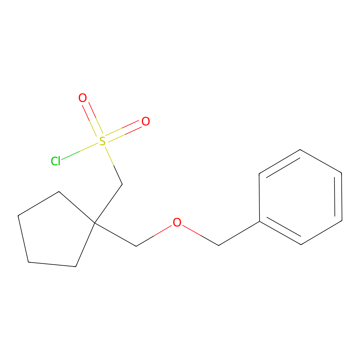 (1-((Benzyloxy)methyl)cyclopentyl)methanesulfonyl chloride molecular structure, CAS 1483393-08-3
